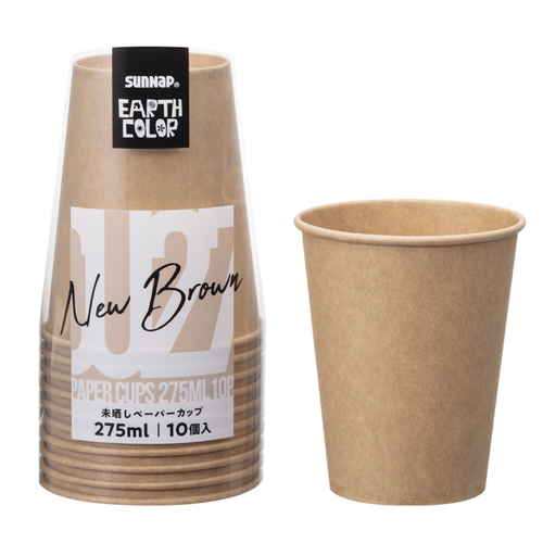 紙コップ　未晒しペーパーカップ　275ml　10個入画像