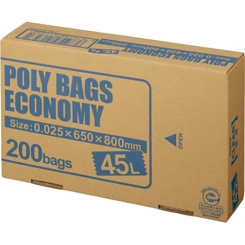 ポリバツグエコノミーＢＯＸ　低　４５Ｌ透明２００枚画像