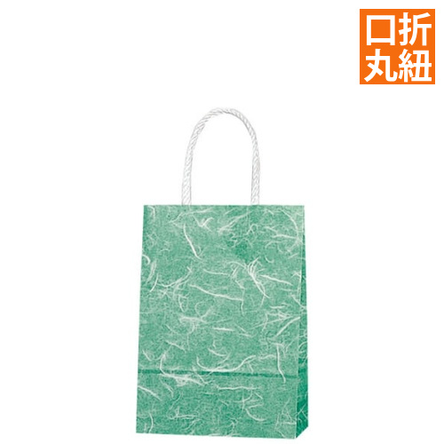手提げ紙袋（雲竜　緑・口折丸紐・幅180×マチ70×高さ250mm）画像