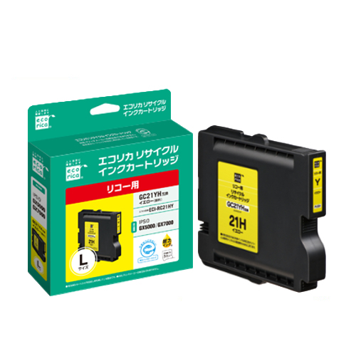 ﾘｻｲｸﾙｲﾝｸｶｰﾄﾘｯｼﾞ ｲｴﾛｰ(顔料) [ﾘｺｰ:GC21YH互換] ECI-RC21HY 1個画像