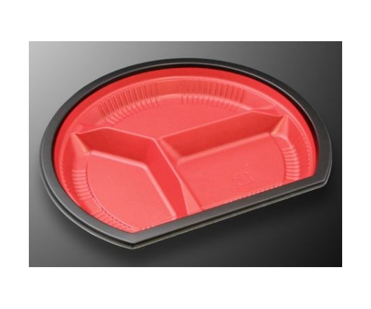 弁当容器 CTWF-半月23A-27赤黒-BK身L 600枚画像