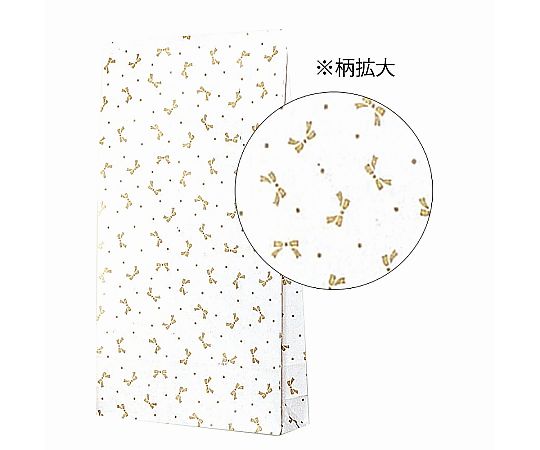 HEIKO 紙袋 角底袋 ファンシーバッグ S3 ニューリボン 金 100枚 金色のリボンで装飾された角底の紙袋が並べられている状態