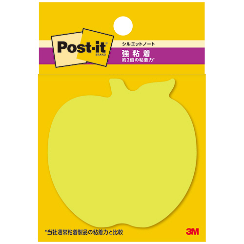 ﾎﾟｽﾄ･ｲｯﾄ 強粘着ｼﾙｴｯﾄﾉｰﾄ 62×62mm ｱｯﾌﾟﾙ 1ﾊﾟｯｸ(3冊)画像