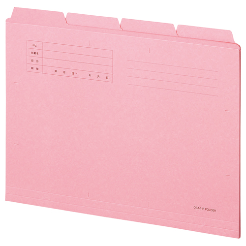 ｶｯﾄﾌｫﾙﾀﾞｰ4山 A4 ﾋﾟﾝｸ 1ﾊﾟｯｸ(4冊)画像