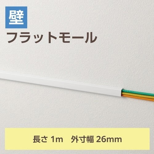 フラットモール 長さ1m 幅26mm TP 白 白い平らなテープがロール状に巻かれ、表面に光沢がある状態