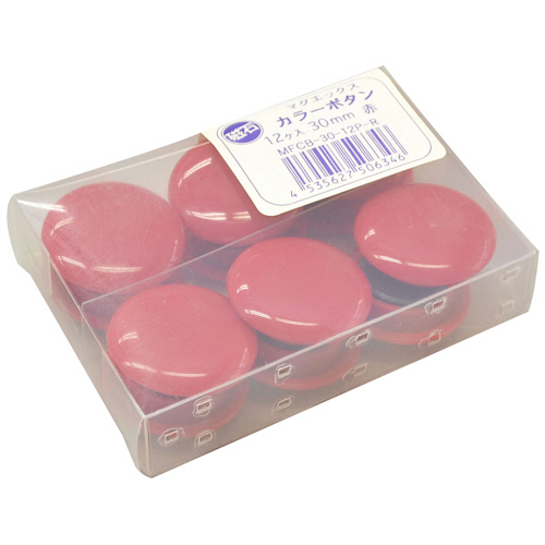 ｶﾗｰﾎﾞﾀﾝ 直径30mm 赤 1ﾊﾟｯｸ(12個)画像