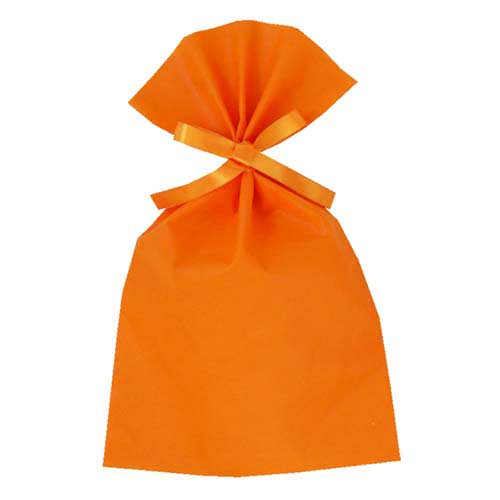 ソフトバッグベーシック2穴リボン巾着 S5 薄 オレンジ画像