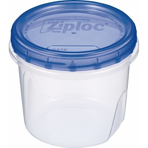 保存容器 ジップロック スクリューロック 730ml 1個入 旭化成ホームプロダクツ 透明なフタが閉じられた保存容器の正面からのビュー、内容量の目盛りが側面に表示されている。
