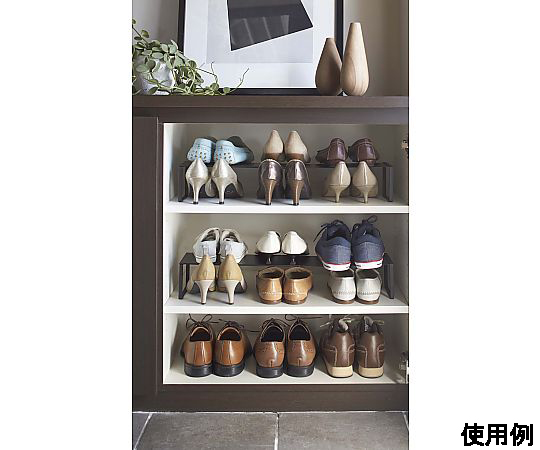 340-600x120x100mm シューズラック 多段式で靴を整理できるスリムなデザインが見える状態