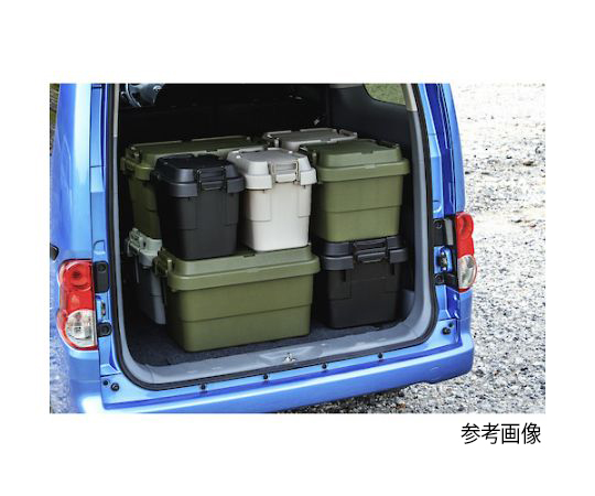 トランクカーゴ フラット天板仕様 20L ОD色 フラットな天板が特徴的で、OD色のボックスが横向きに置かれている状態