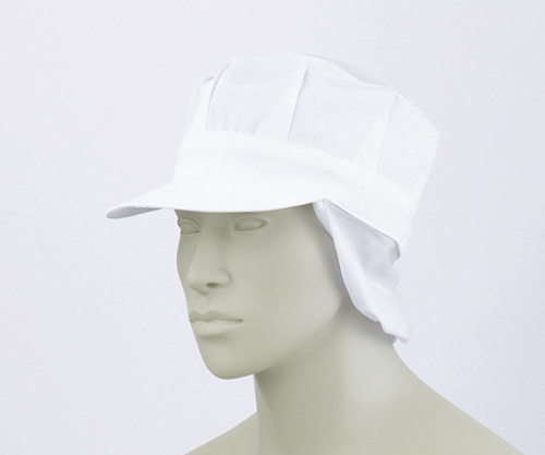 天メッシュ八角帽子たれ付　白