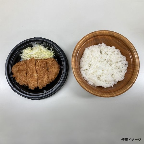 シーピー化成 どんぶり容器 TNパイン17深 栓木 本体 深い淵を持ち、木目調のデザインが際立つ容器の正面