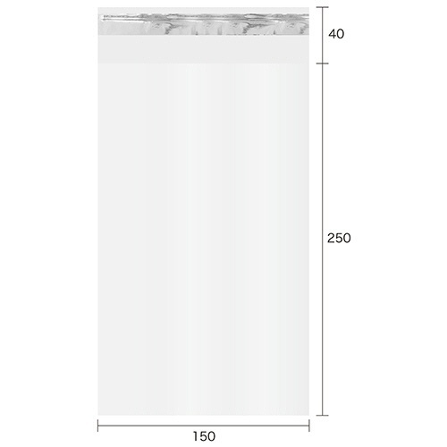 OPP袋 テープ付 150×250+40mm 0.025mm厚 1パック(100枚) テープ付きのOPP袋が横向きに並んでいる様子