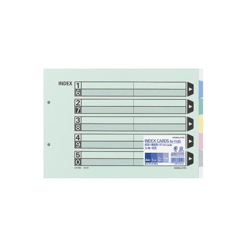 カラー仕切カード　Ａ４横　５山　１０組画像