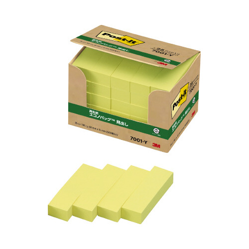 ポストイット　再生紙見出し　５０×１５　黄２５冊画像