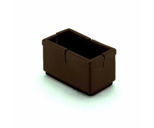 ワイドフェルトキャップ　長角脚用　濃茶　Lサイズ 濃茶色のフェルトキャップが横向きに置かれ、滑らかな質感が強調されている様子