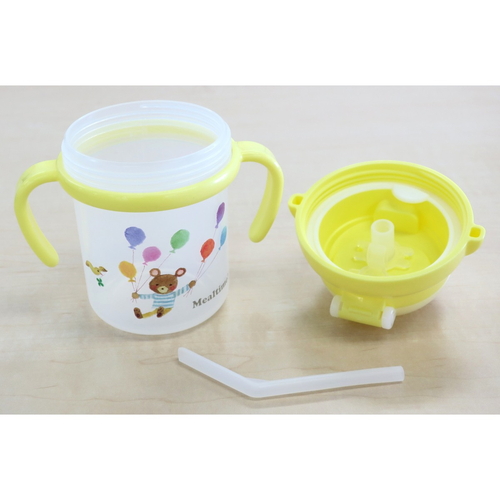 ベビーマグ セット ストローマグ 270ml ミールタイム 商品が並んでいる側面からの視点、カラフルなストローが特徴的に見える。