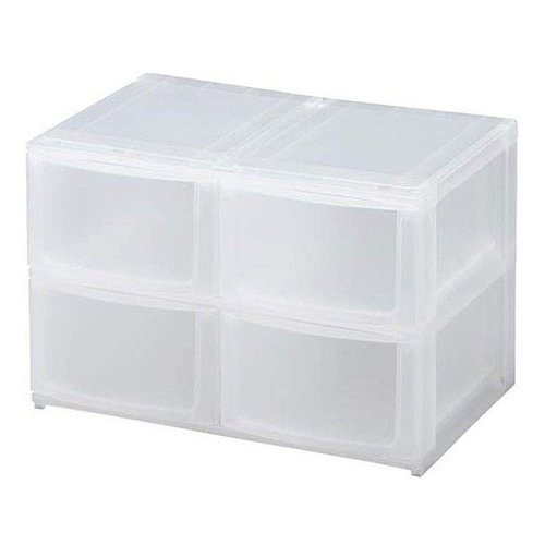 収納ケース 引き出し 幅39×奥行26.5×高さ26.5cm ワイド 深ショート4段 クリア画像
