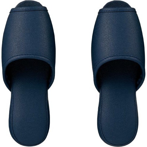 抗菌レザー調ビニールスリッパ　前開き　ネイビーＭ画像