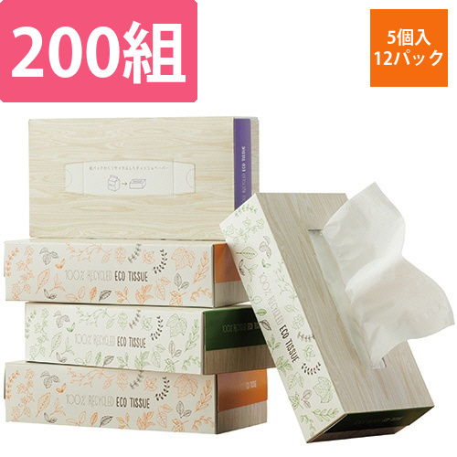 リサイクルティッシュペーパー　Naturarol　200組/箱　1セット(60箱:5箱×12パック)画像
