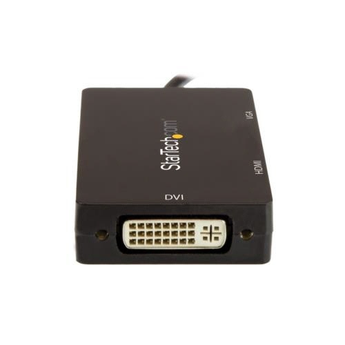 3in1　USB　Type-C接続マルチディスプレイアダプタ　ブラック　1個 細長い形状で、接続ポートが並んでいる状態
