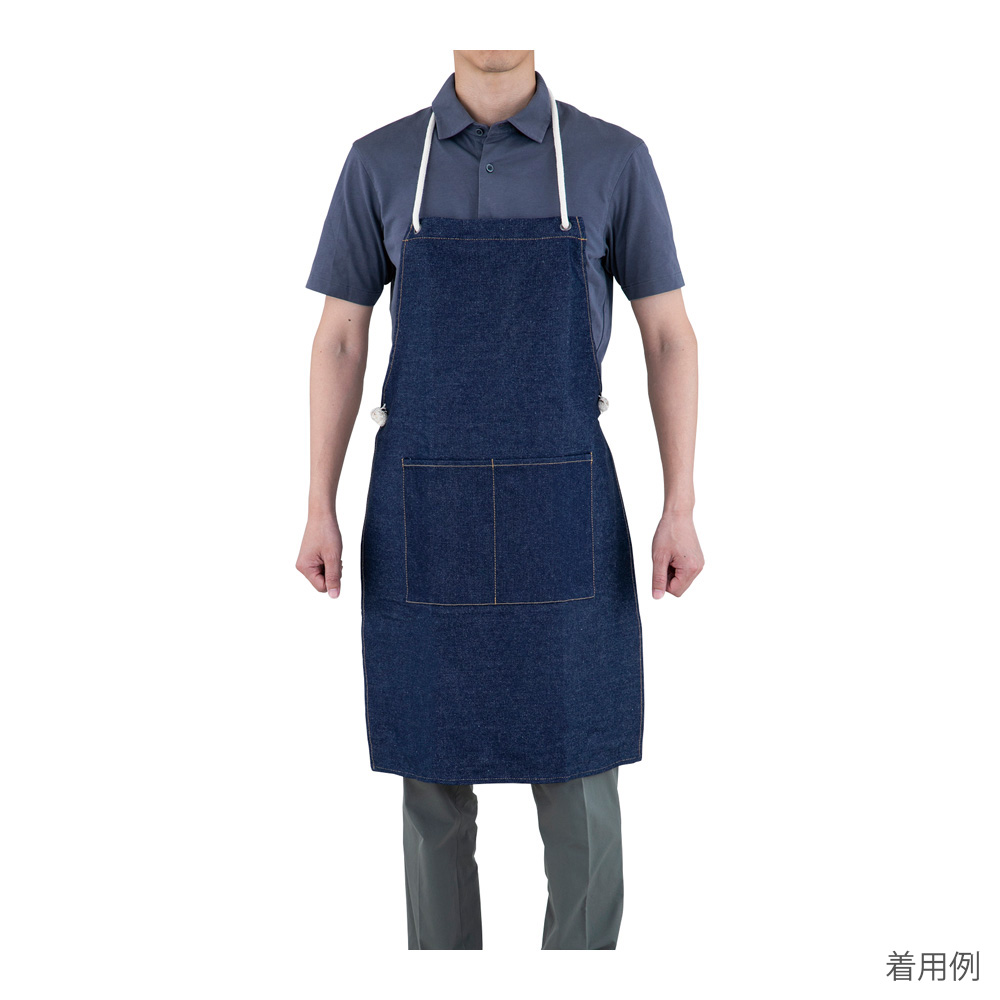 アズツールデニム胸付前掛け ポケット付