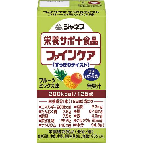 ｼﾞｬﾈﾌ 栄養ｻﾎﾟｰﾄ食品 ﾌｧｲﾝｹｱ すっきりﾃｲｽﾄ ﾌﾙｰﾂﾐｯｸｽ125ml 1ｹｰｽ(12本)画像