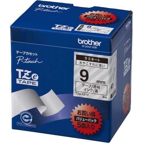 ピータッチ　ラミネート透明テープ　9mm黒文字5個画像
