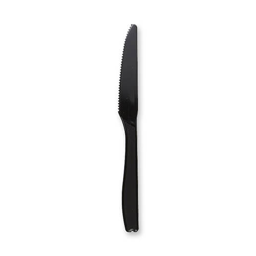 ホウケン産業 プラスチックナイフ 16cm 黒 個包装 100本画像