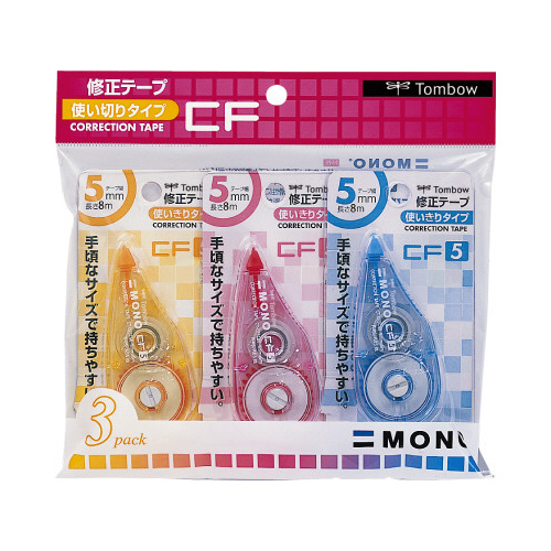 修正テープモノＣＦ５Ｃ　５ｍｍ　３色　３個パック