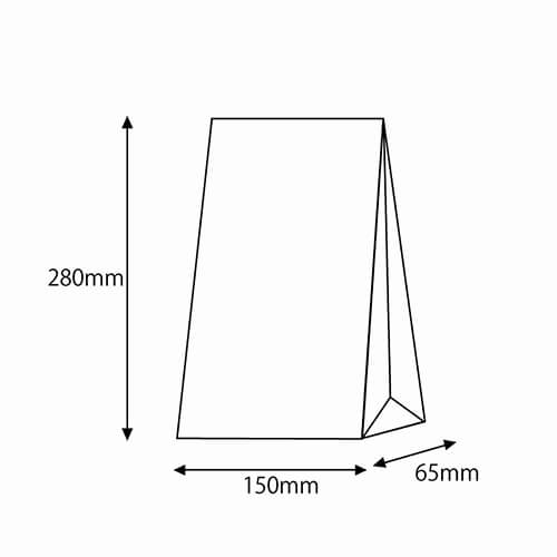 角底袋（ギンガムミニ・青・幅150×マチ65×高280mm) 青白のミニギンガムチェック柄の一枚が立てて置かれ、底のマチと内側の折り目が見える状態