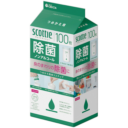 ｽｺｯﾃｨ ｳｪｯﾄﾃｨｼｭｰ 除菌 ﾉﾝｱﾙｺｰﾙﾀｲﾌﾟ つめかえ用 1ﾊﾟｯｸ(100枚)