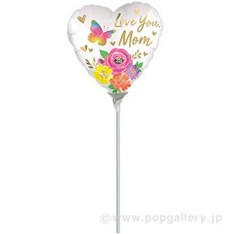 ポップバルーン（9″ラブユーマムサテンフローラル）ブローイングタイプ画像