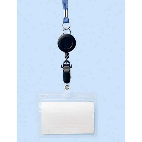 リール式吊下げ名札　ソフトケース　青　１０個画像