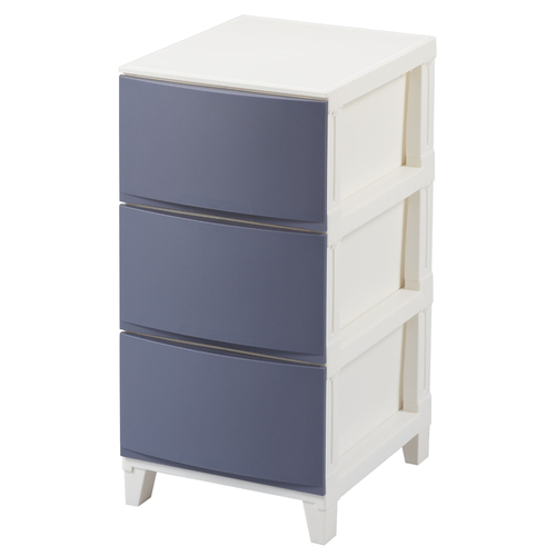 チェスト 3段 幅34×奥行42×高さ68cm ルームスシェード サンドネイビー画像