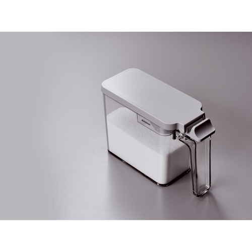 調味料ポット　フォルマ　密閉プッシュポットS　グレー 側面から見たスタイリッシュなグレーの容器