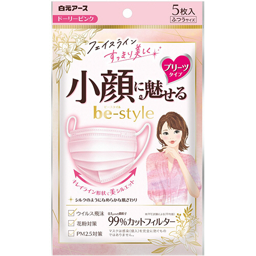 ﾋﾞｰｽﾀｲﾙ ﾏｽｸ ﾌﾟﾘｰﾂﾀｲﾌﾟ ふつうｻｲｽﾞ ﾄﾞｰﾘｰﾋﾟﾝｸ 1ﾊﾟｯｸ(5枚)画像