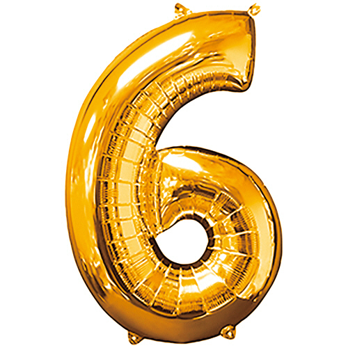 ﾚﾀｰﾊﾞﾙｰﾝ 数字 ｢6｣ ｺﾞｰﾙﾄﾞ 1個画像