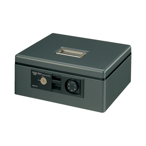 手提げ金庫　Ａ４シリンダー錠・ダイヤル錠グレー