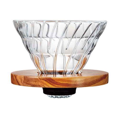 V60耐熱ガラス透過ドリッパーオリーブウッド画像