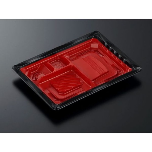 中央化学 弁当容器 CT いろは 23-17E 赤黒-BK 本体画像