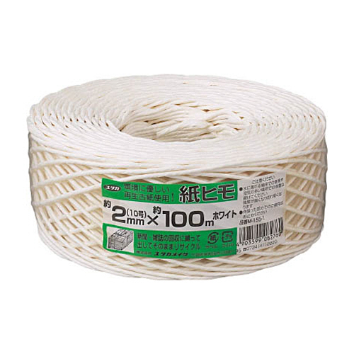荷造り紐 紙ﾋﾓ #10(約2mm)×約100m ﾎﾜｲﾄ 1巻画像