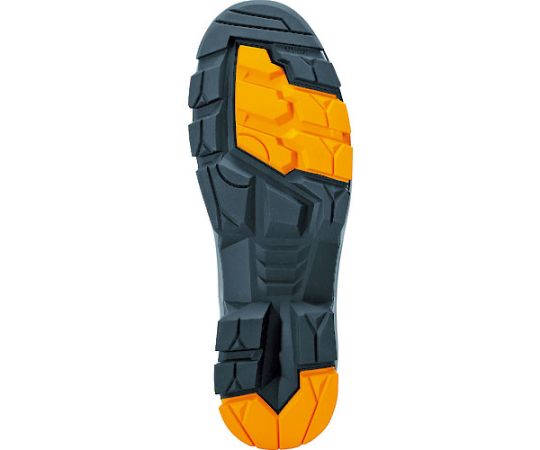 2 レースアップブーツ25.5CM S3 SRC 黒いレースアップのブーツが正面から見える状態、ディテールが鮮明に捉えられている。