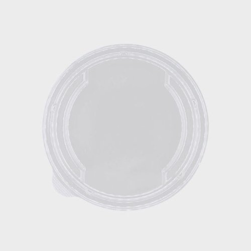 BFハカマ集丸25 嵌合蓋(N) [バラ販売] 透明なプラスチック製の蓋が斜め上から見える状態、内部が空洞になっている。
