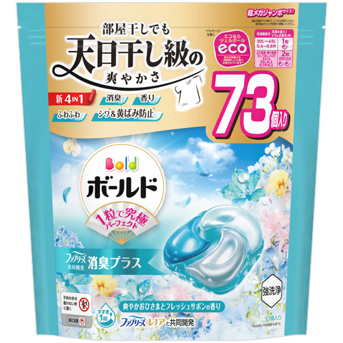 ﾎﾞｰﾙﾄﾞ ｼﾞｪﾙﾎﾞｰﾙ4D 爽やかﾌﾚｯｼｭﾌﾗﾜｰｻﾎﾞﾝ 詰替 超ﾒｶﾞｼﾞｬﾝﾎﾞ 1ﾊﾟｯｸ(73個)画像