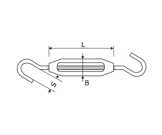 ステンターンバックル　4　61mm×11mm×6mm 金属製のバックルがクローズアップで映る状態、表面に小さな傷が見られる。