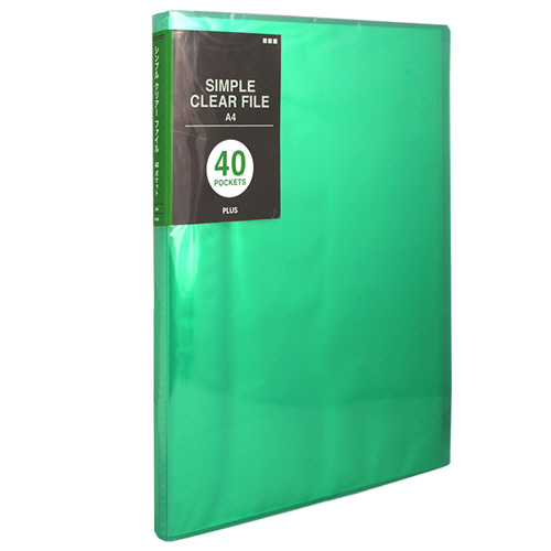 ｼﾝﾌﾟﾙｸﾘｱｰﾌｧｲﾙ A4ﾀﾃ 40ﾎﾟｹｯﾄ 背幅20mm ｸﾞﾘｰﾝ 1冊画像