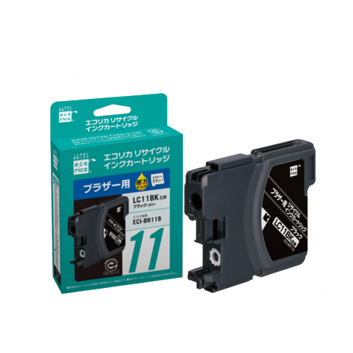 ﾘｻｲｸﾙｲﾝｸｶｰﾄﾘｯｼﾞ ﾌﾞﾗｯｸ(顔料) [ﾌﾞﾗｻﾞｰ:LC11BK互換] ECI-BR11B 1個画像