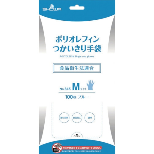 ＳＨＯＷＡ　ポリオレフィンつかいきり手袋　１００枚入　Ｍサイズ　ブルー画像