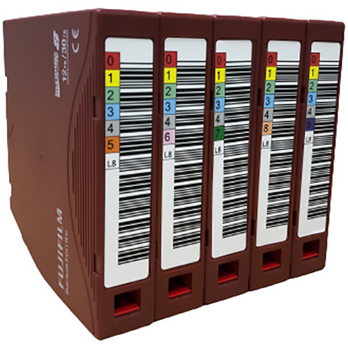 LTO Ultrium8 ﾃﾞｰﾀｶｰﾄﾘｯｼﾞ ﾊﾞｰｺｰﾄﾞﾗﾍﾞﾙ(縦型)付 12TB/30TB 1ﾊﾟｯｸ(5巻)